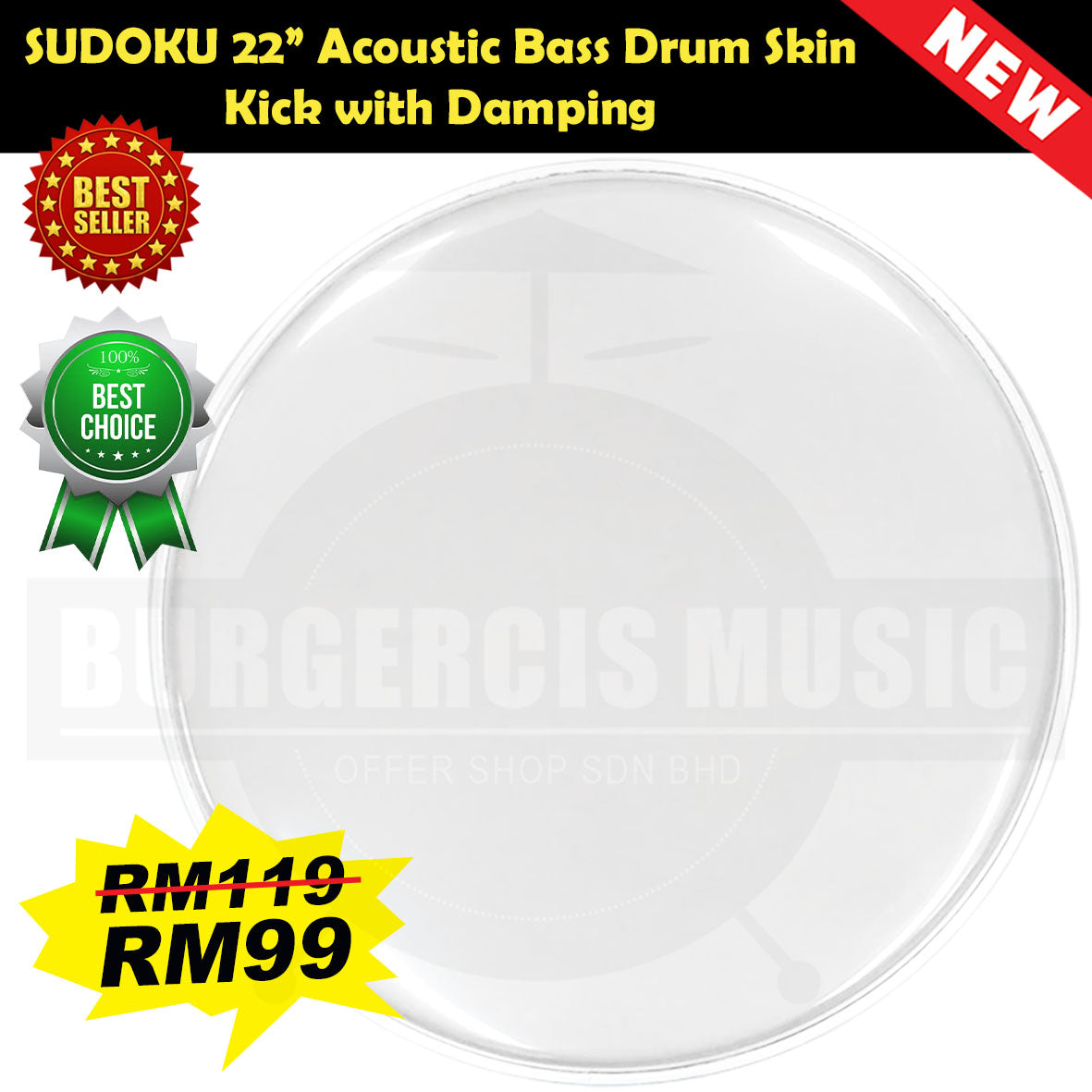 MISHA Acoustic Drum Skin Head (Remo factory)