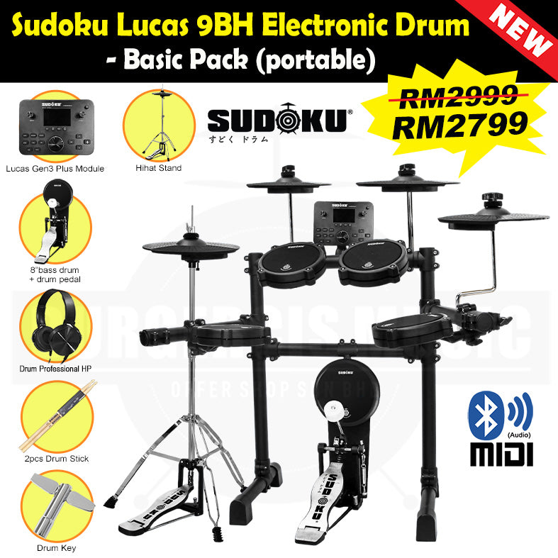 (Gen3 Plus) Sudoku Lucas 8sh / 10sh / 12sh / 13sh PRO With RE Cymbal Full mesh Electronic Drum
