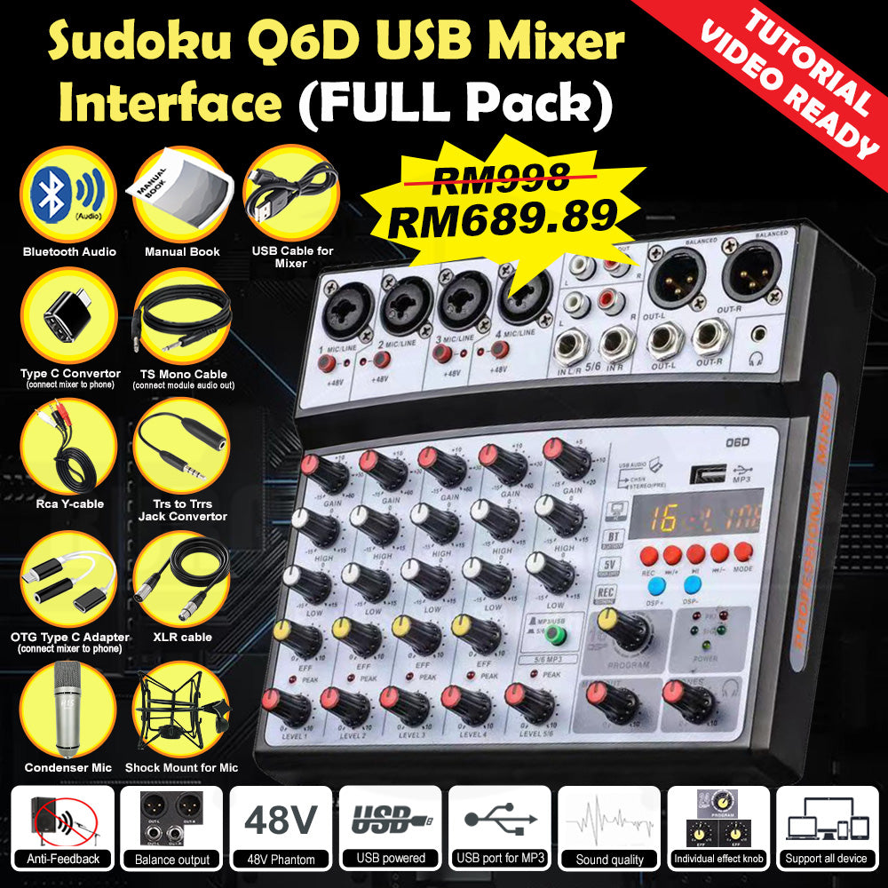 Sudoku DM6 USB Mixer Interface Recording for Drum cover & Piano cover