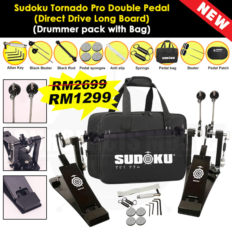 Sudoku Tornado Double Pedal Twin Pedal Drum pedal (Direct Drive LongBoard) for Electronic Drum & Acoustic Drum