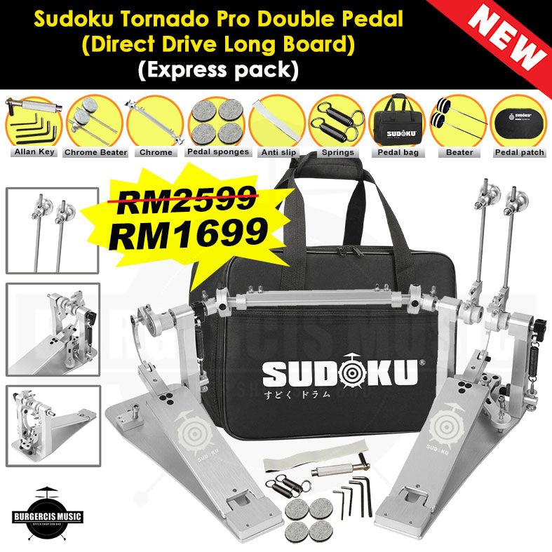Sudoku Tornado Double Pedal Twin Pedal Drum pedal (Direct Drive LongBoard) for Electronic Drum & Acoustic Drum