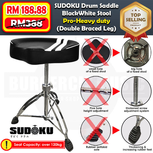 Sudoku Saddle Drum Stool Drum throne Drum Chair thick Cushion Heavy Duty double braced leg