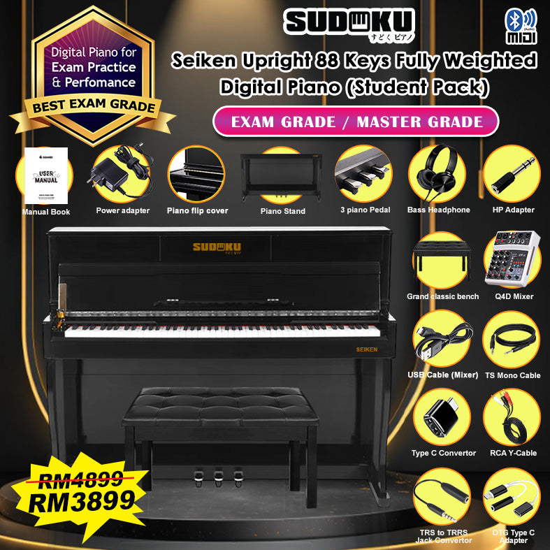 Sudoku Seiken Upright Piano Digital piano Exam Grade / Master Grade Hammer Action Fully Weighted Digital Piano 88 Keys