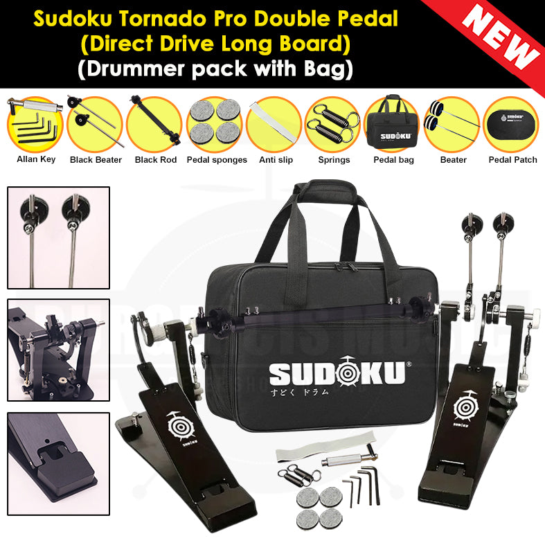 Sudoku Tornado Double Pedal Twin Pedal Drum pedal (Direct Drive LongBoard) for Electronic Drum & Acoustic Drum