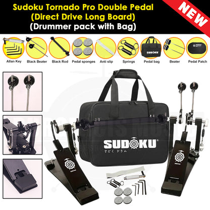 Sudoku Tornado Double Pedal Twin Pedal Drum pedal (Direct Drive LongBoard) for Electronic Drum & Acoustic Drum