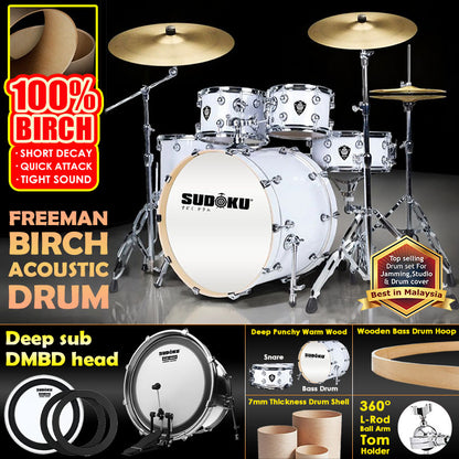 (Bee) Sudoku Freeman Birch Acoustic Drum Set Adult Drum (professional Quality 100% birch wood)