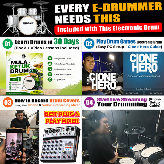 (Gen3 Plus) Sudoku Lucas 8sh / 10sh / 12sh / 13sh PRO With RE Cymbal Full mesh Electronic Drum