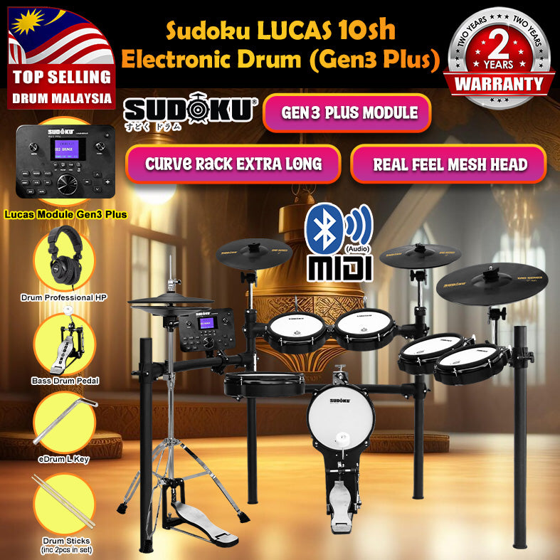 (Gen3 Plus) Sudoku Lucas 8sh / 10sh / 12sh / 13sh PRO With RE Cymbal Full mesh Electronic Drum