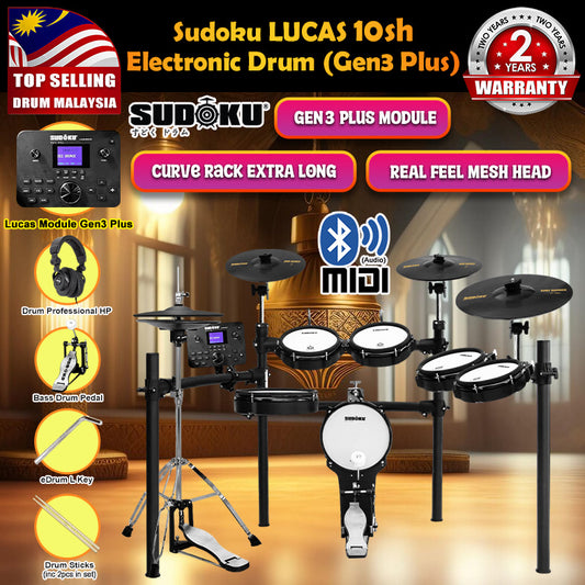 (Gen3 Plus) Sudoku Lucas 8sh / 10sh / 12sh / 13sh PRO With RE Cymbal Full mesh Electronic Drum