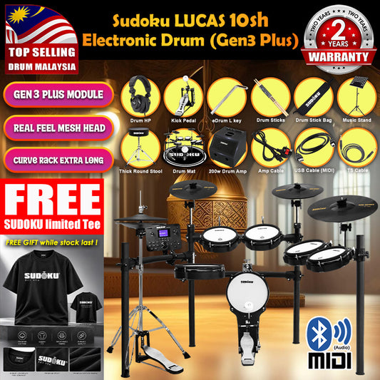 (Gen3 Plus) Sudoku Lucas 8sh / 10sh / 12sh / 13sh PRO With RE Cymbal Full mesh Electronic Drum