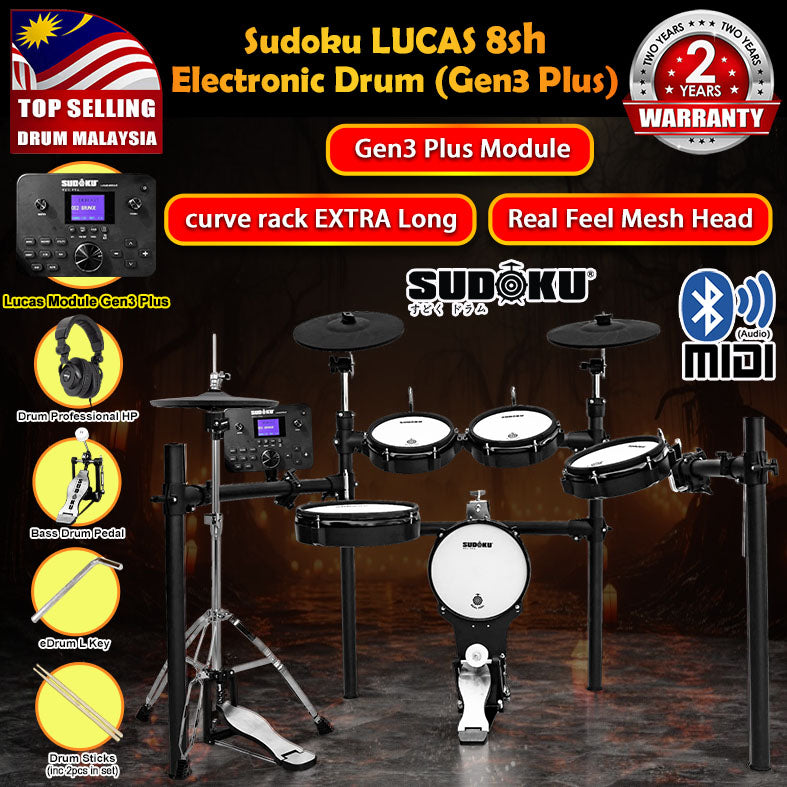 (Gen3 Plus) Sudoku Lucas 8sh / 10sh / 12sh / 13sh PRO With RE Cymbal Full mesh Electronic Drum