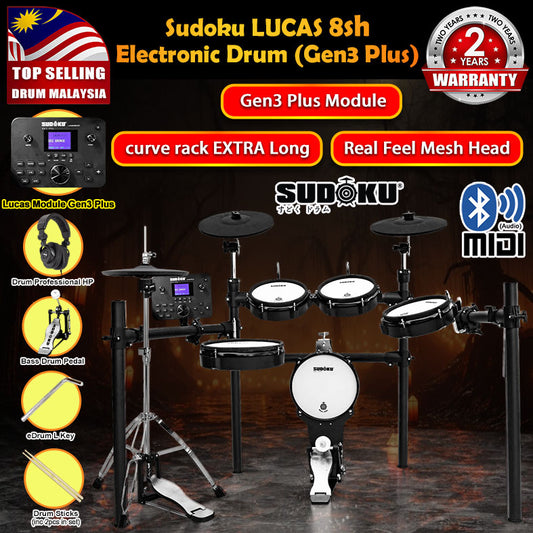 (Gen3 Plus) Sudoku Lucas 8sh / 10sh / 12sh / 13sh PRO With RE Cymbal Full mesh Electronic Drum