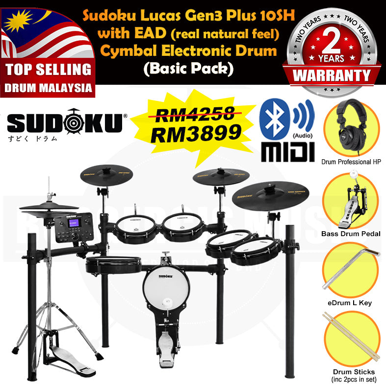 (Gen3 Plus) Sudoku Lucas 8sh / 10sh / 12sh / 13sh PRO With RE Cymbal Full mesh Electronic Drum