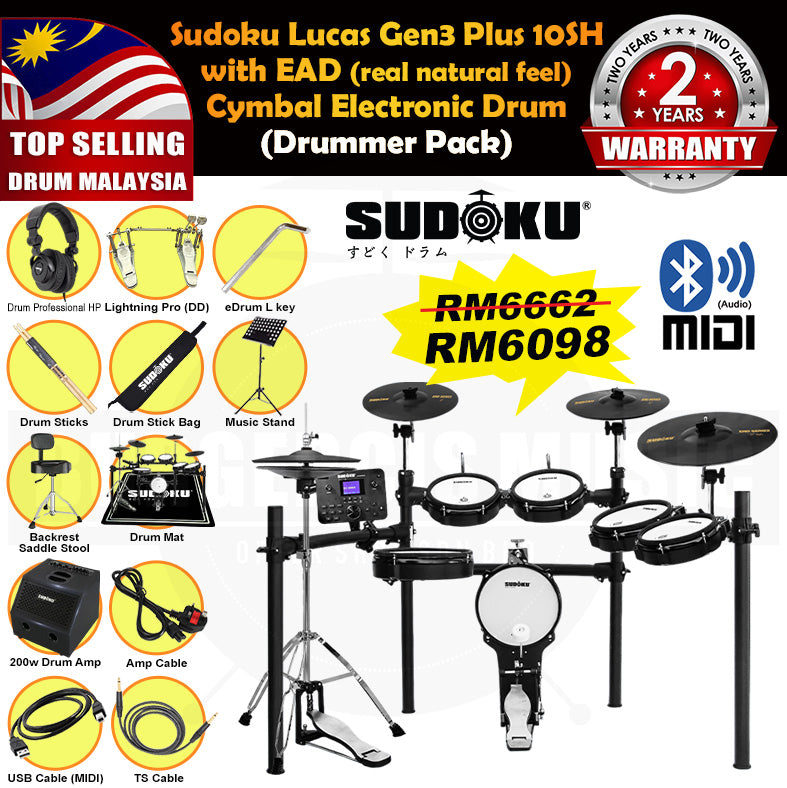 (Gen3 Plus) Sudoku Lucas 8sh / 10sh / 12sh / 13sh PRO With RE Cymbal Full mesh Electronic Drum