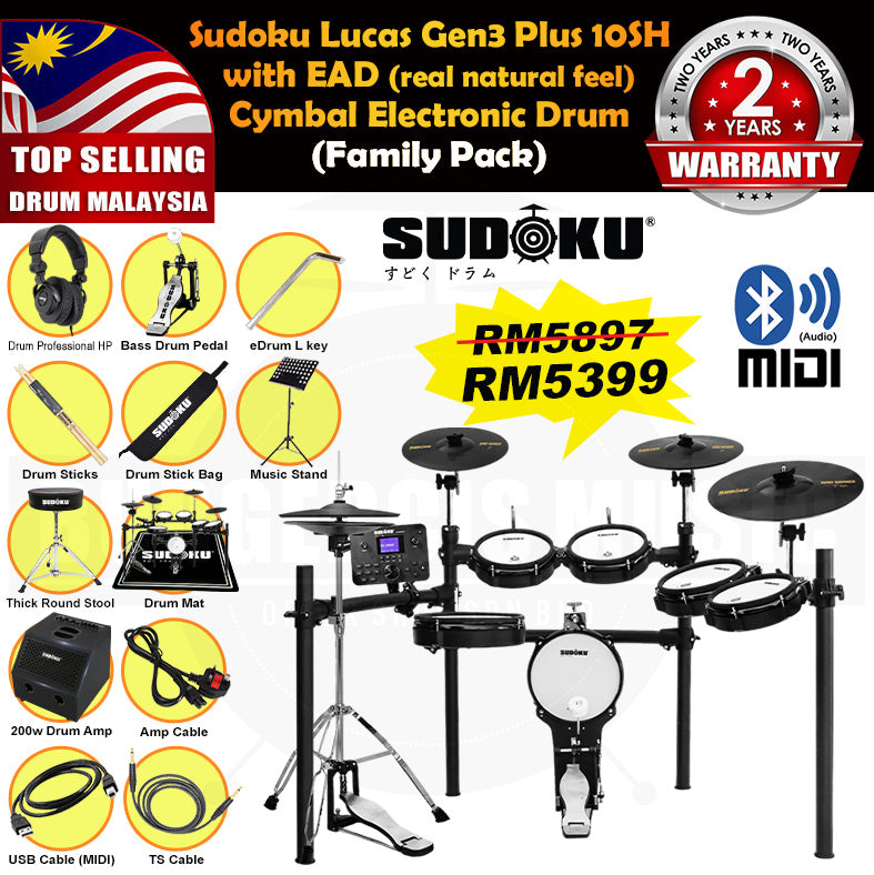 (Gen3 Plus) Sudoku Lucas 8sh / 10sh / 12sh / 13sh PRO With RE Cymbal Full mesh Electronic Drum