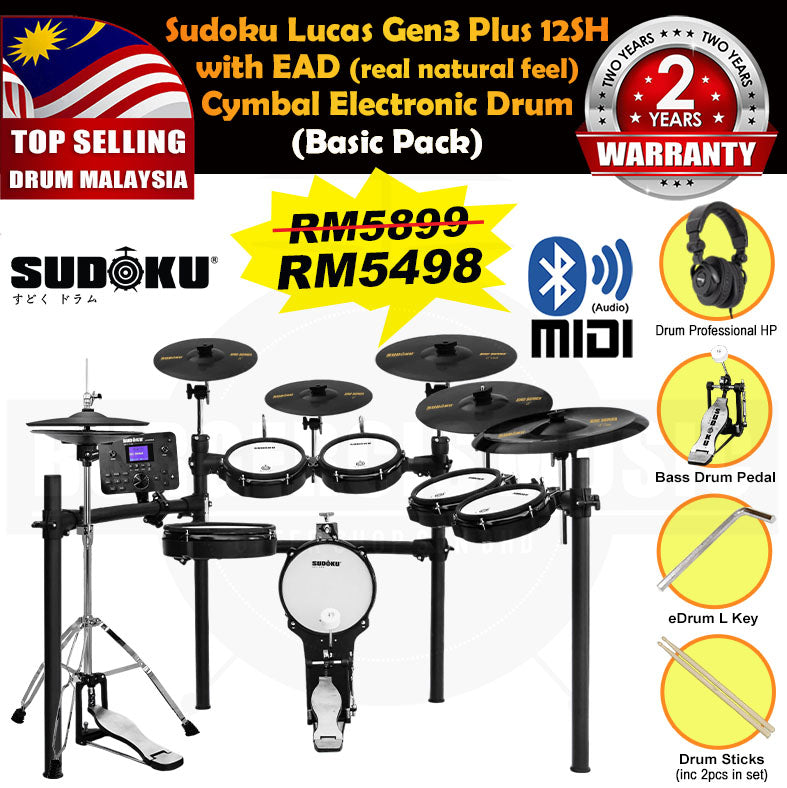(Gen3 Plus) Sudoku Lucas 8sh / 10sh / 12sh / 13sh PRO With RE Cymbal Full mesh Electronic Drum