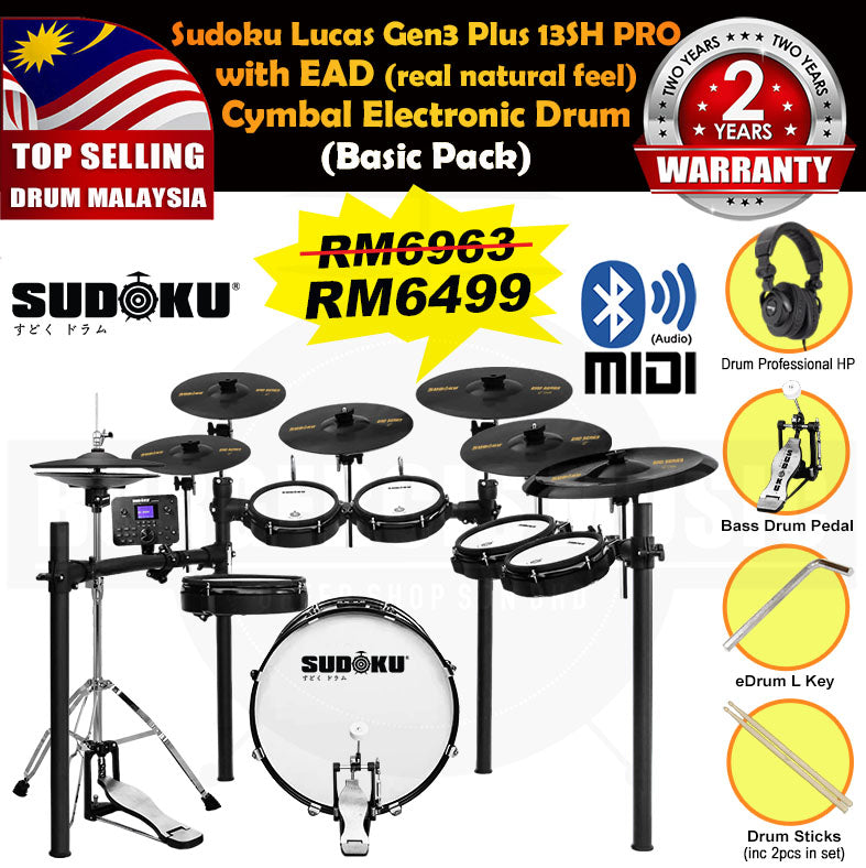 (Gen3 Plus) Sudoku Lucas 8sh / 10sh / 12sh / 13sh PRO With RE Cymbal Full mesh Electronic Drum