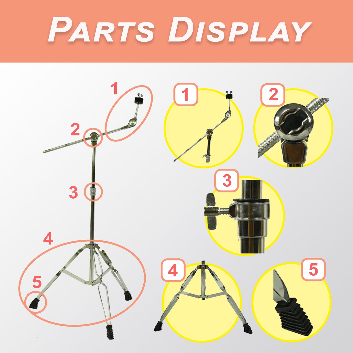 SUDOKU Boom Cymbal Stand Adjustable foldable (Double Braced)