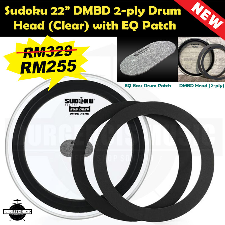 Sudoku 22" DMBD clear bass drum head skin drum head (Evans EMAD2 EMAD Quality)
