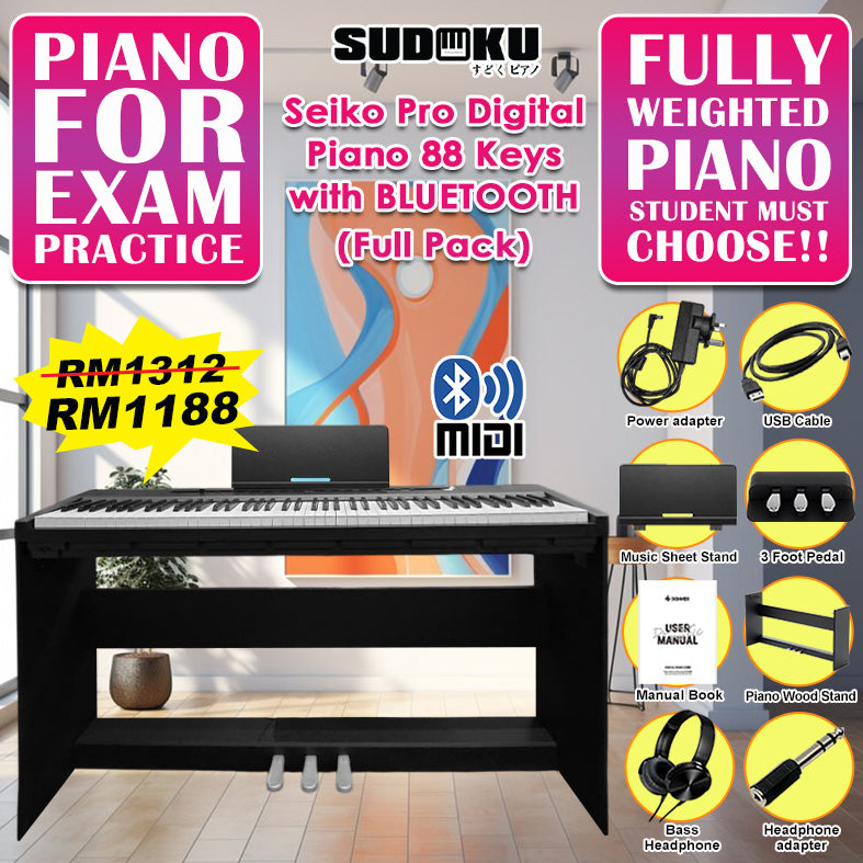 Sudoku Seiko Pro 88keys Digital Piano (fully weighted,hammer action,exam grade)
