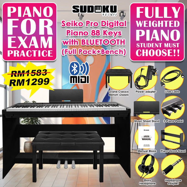 Sudoku Seiko Pro 88keys Digital Piano (fully weighted,hammer action,exam grade)