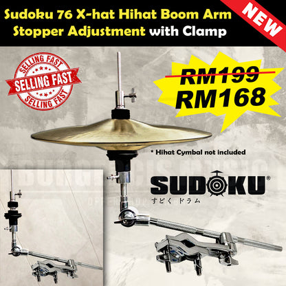 Sudoku cymbal x-hat auxiliary hihat arm with clamp stand (drum hardware)