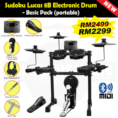 (Gen3 Plus) Sudoku Lucas 8sh / 10sh / 12sh / 13sh PRO With RE Cymbal Full mesh Electronic Drum