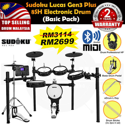 (Gen3 Plus) Sudoku Lucas 8sh / 10sh / 12sh / 13sh PRO With RE Cymbal Full mesh Electronic Drum