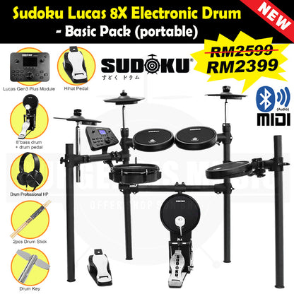 (Gen3 Plus) Sudoku Lucas 8sh / 10sh / 12sh / 13sh PRO With RE Cymbal Full mesh Electronic Drum
