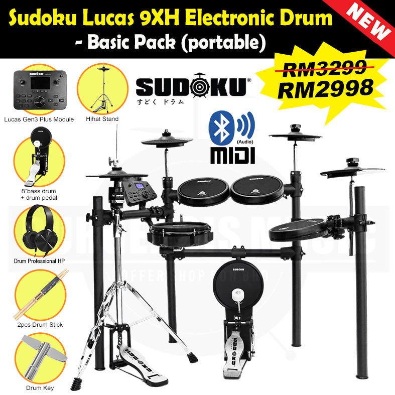 (Gen3 Plus) Sudoku Lucas 8sh / 10sh / 12sh / 13sh PRO With RE Cymbal Full mesh Electronic Drum
