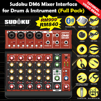 Sudoku DM6 USB Mixer Interface Recording for Drum cover & Piano cover
