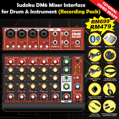 Sudoku DM6 USB Mixer Interface Recording for Drum cover & Piano cover