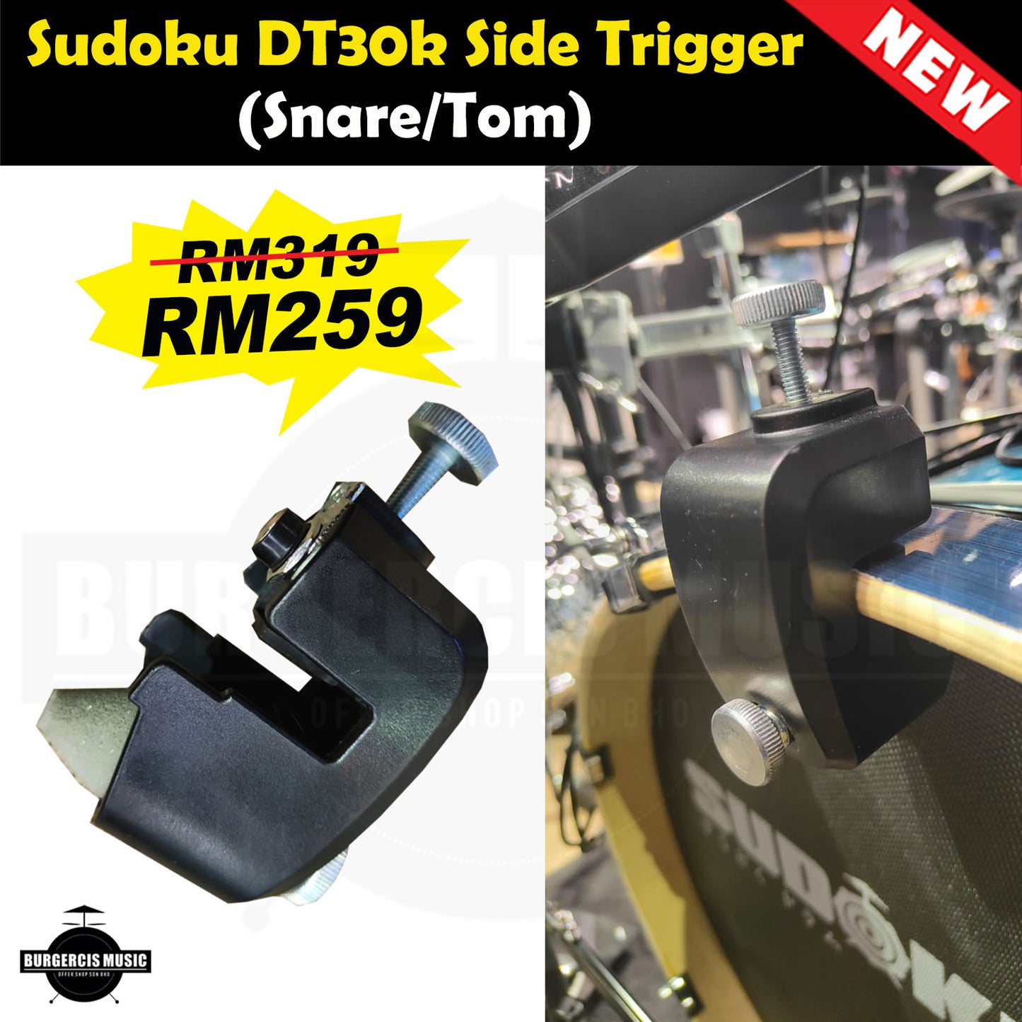 Sudoku RT30 Drum Head trigger snare/tom/bass drum/kick drum trigger