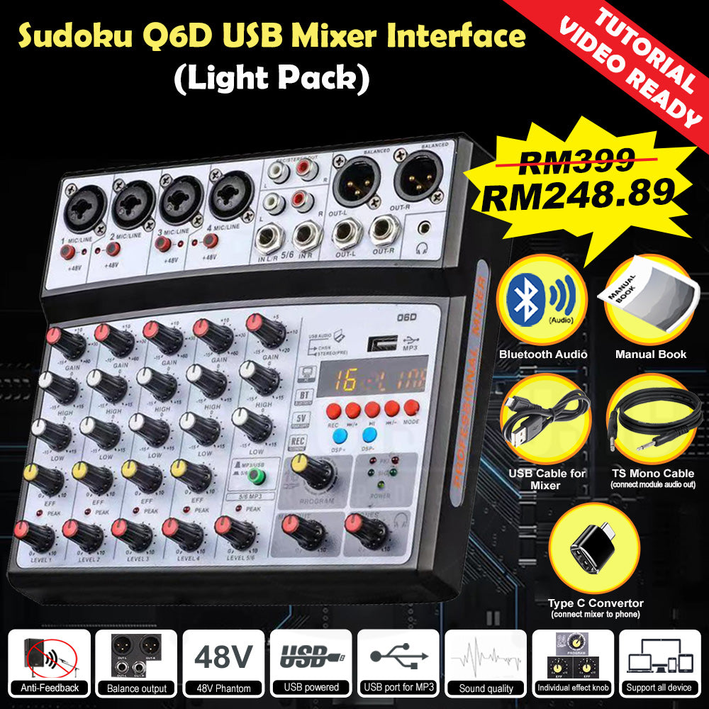 Sudoku DM6 USB Mixer Interface Recording for Drum cover & Piano cover
