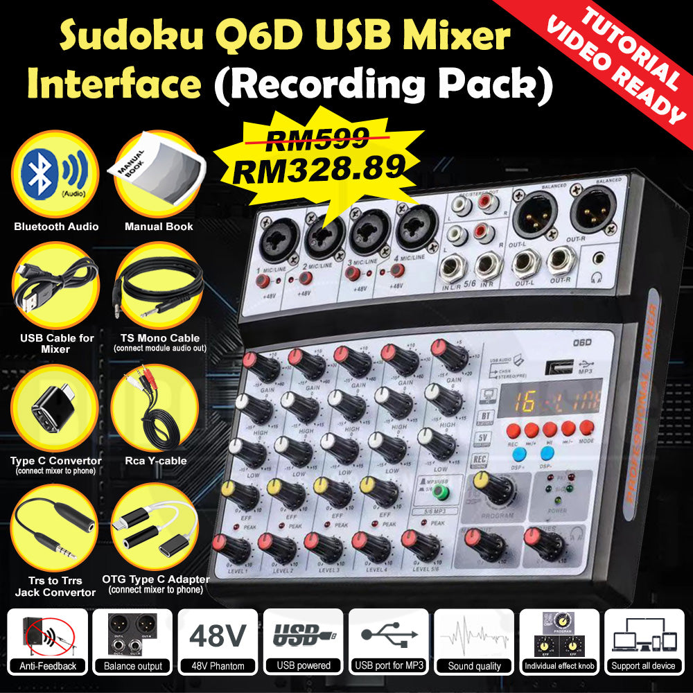 Sudoku DM6 USB Mixer Interface Recording for Drum cover & Piano cover