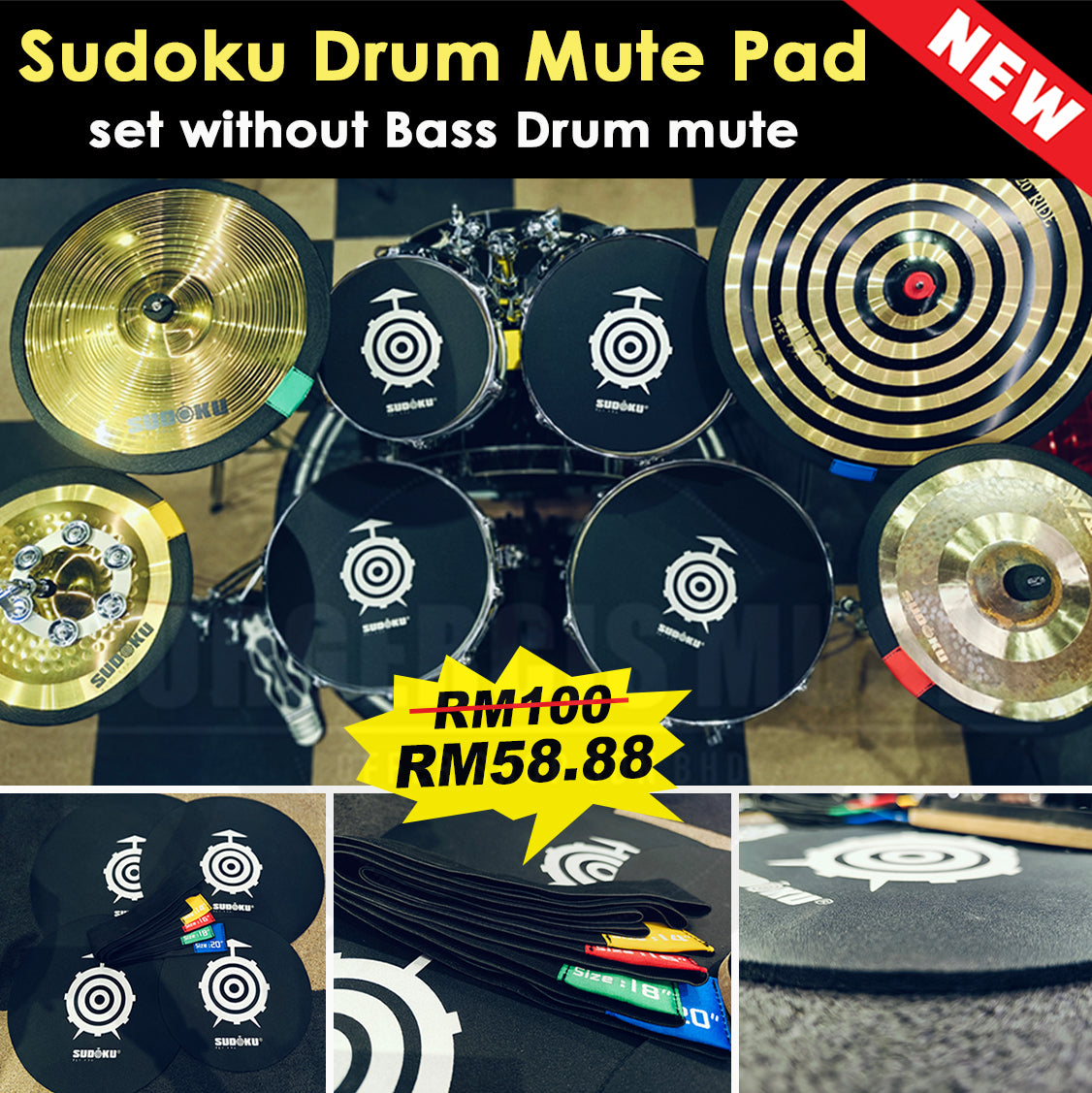 Sudoku Drum Mute Pad Sound Off Practice Quiet Silent (Big Effect)