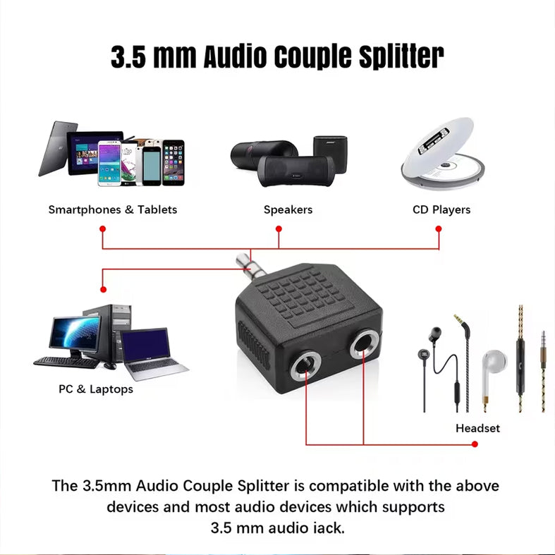 Sudoku Adapter 3.5mm TRS Male to Dual 3.5mm TRS Female Audio Jack