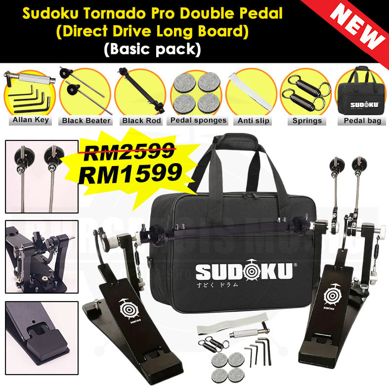 Sudoku Tornado Double Pedal Twin Pedal Drum pedal (Direct Drive LongBoard) for Electronic Drum & Acoustic Drum