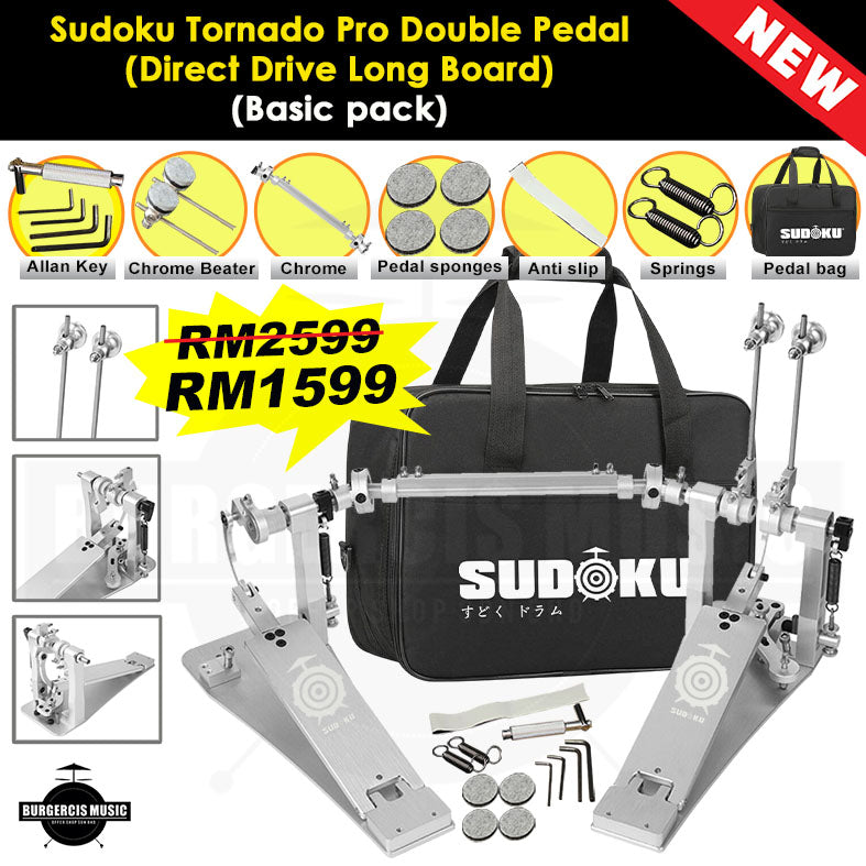 Sudoku Tornado Double Pedal Twin Pedal Drum pedal (Direct Drive LongBoard) for Electronic Drum & Acoustic Drum