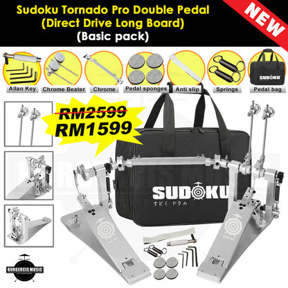 Sudoku Tornado Double Pedal Twin Pedal Drum pedal (Direct Drive LongBoard) for Electronic Drum & Acoustic Drum