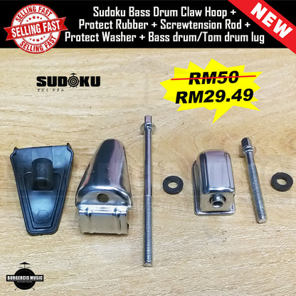 Acoustic bass drum claw hoop + protect rubber + screwtension rod + protect washer + bass drum/tom drum lug