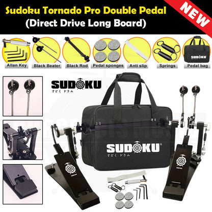 Sudoku Tornado Double Pedal Twin Pedal Drum pedal (Direct Drive LongBoard) for Electronic Drum & Acoustic Drum