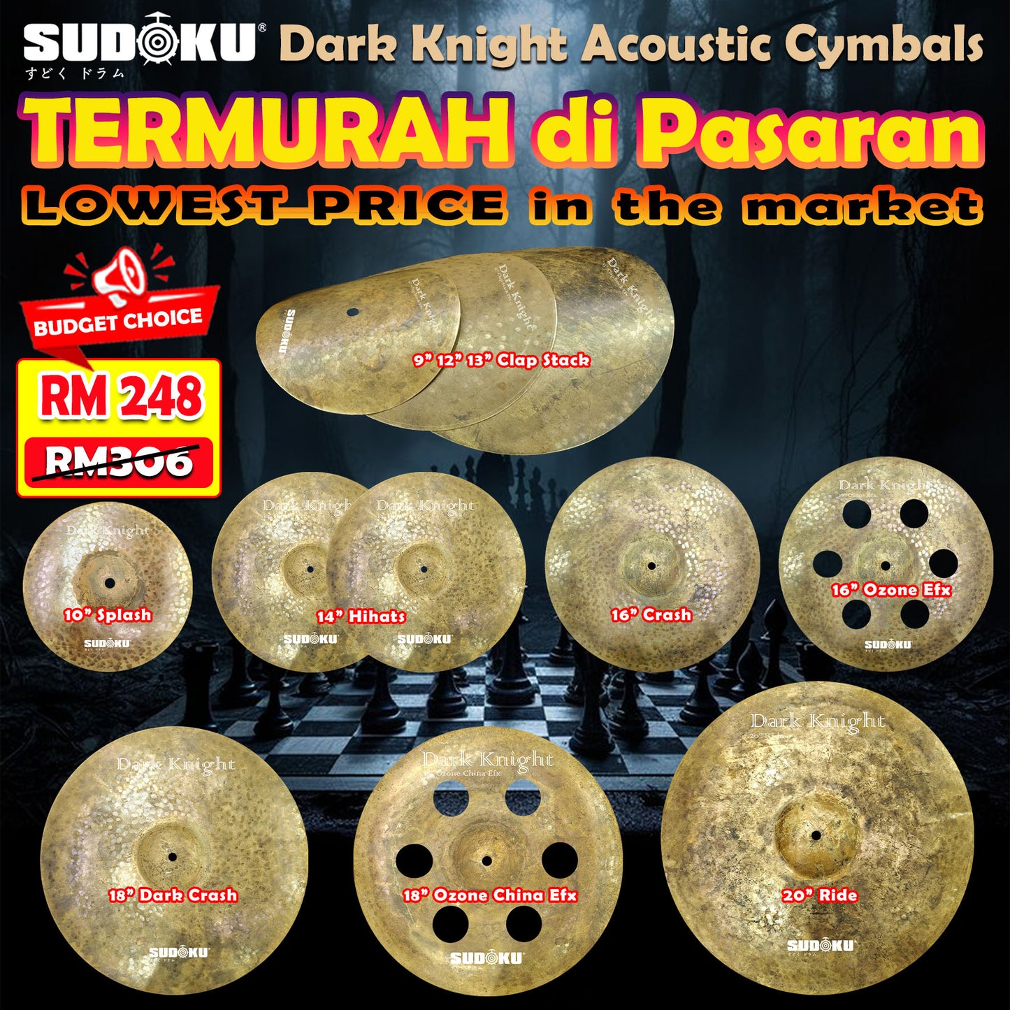 Sudoku Dark Knight B20 cymbal (acoustic drum cymbal)