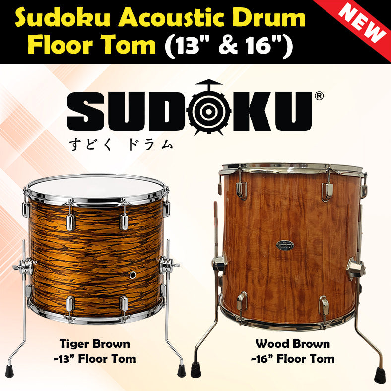 Sudoku Acoustic Drum Floor Tom 13" 16"  (tiger brown/wood brown)