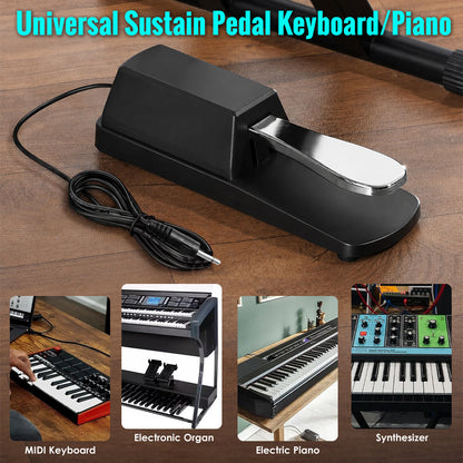 Universal Sustain Pedal for Digital Piano Electronic Keyboard midi keyboards Sustain Foot Pedal with Polarity Switch & stereo jack