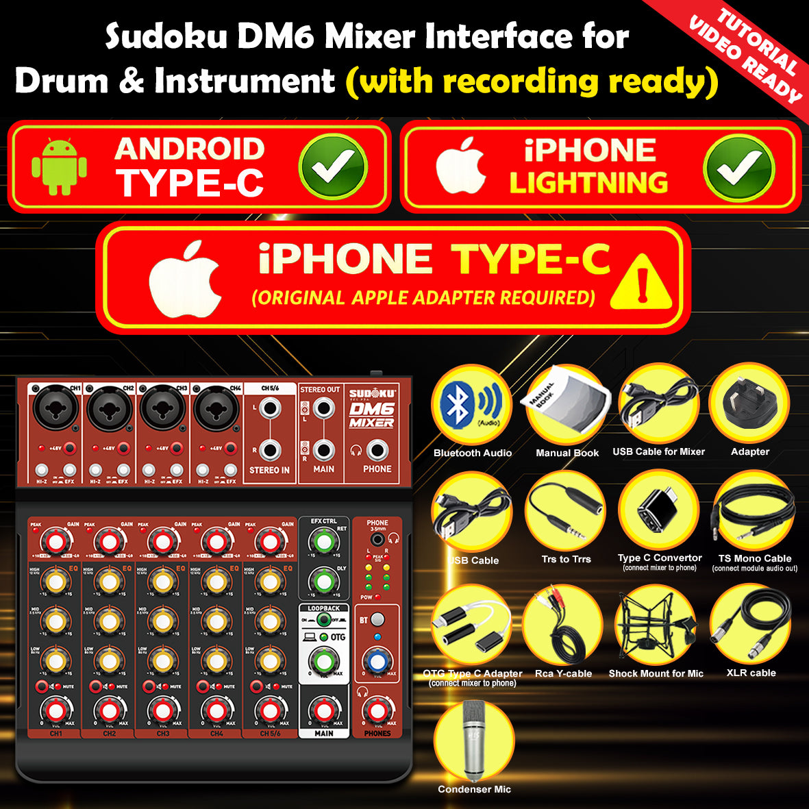 Sudoku DM6 USB Mixer Interface Recording for Drum cover & Piano cover