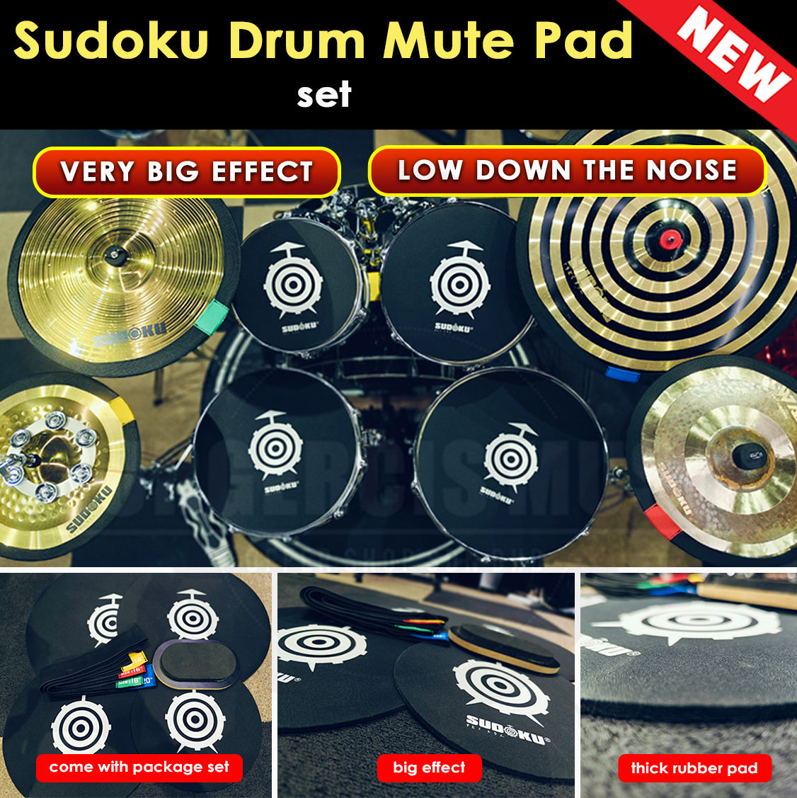 Sudoku Drum Mute Pad Sound Off Practice Quiet Silent (Big Effect)