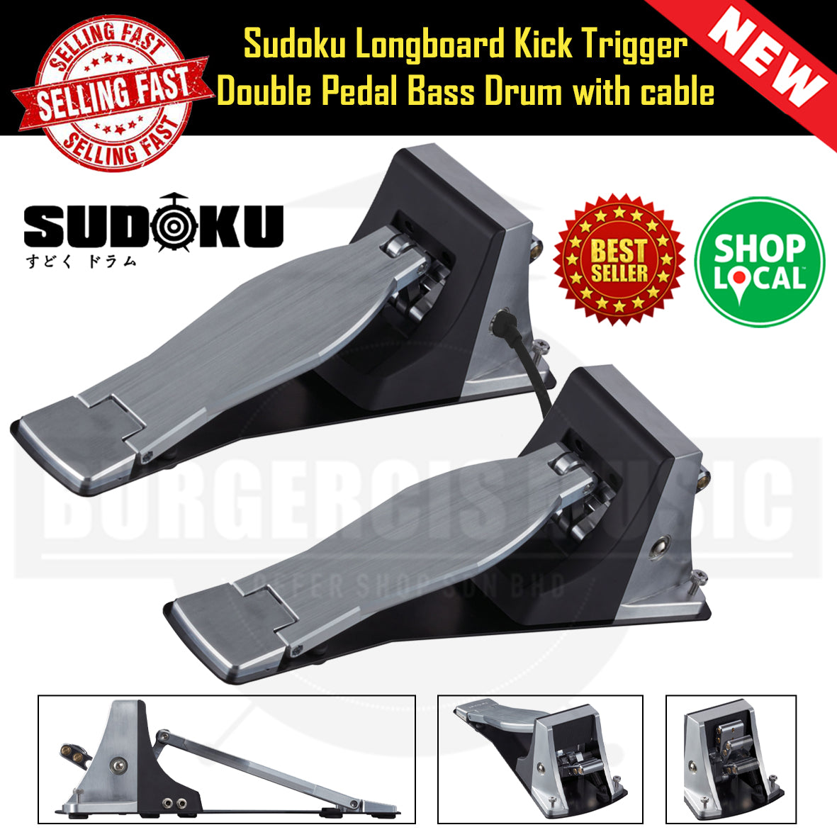 Sudoku longboard Kick Trigger Pedal electronic electric digital bass drum