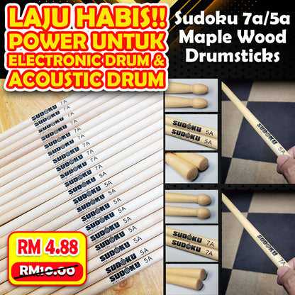 Sudoku 7a 5a Maple Wood Super Light Solid Drum Stick