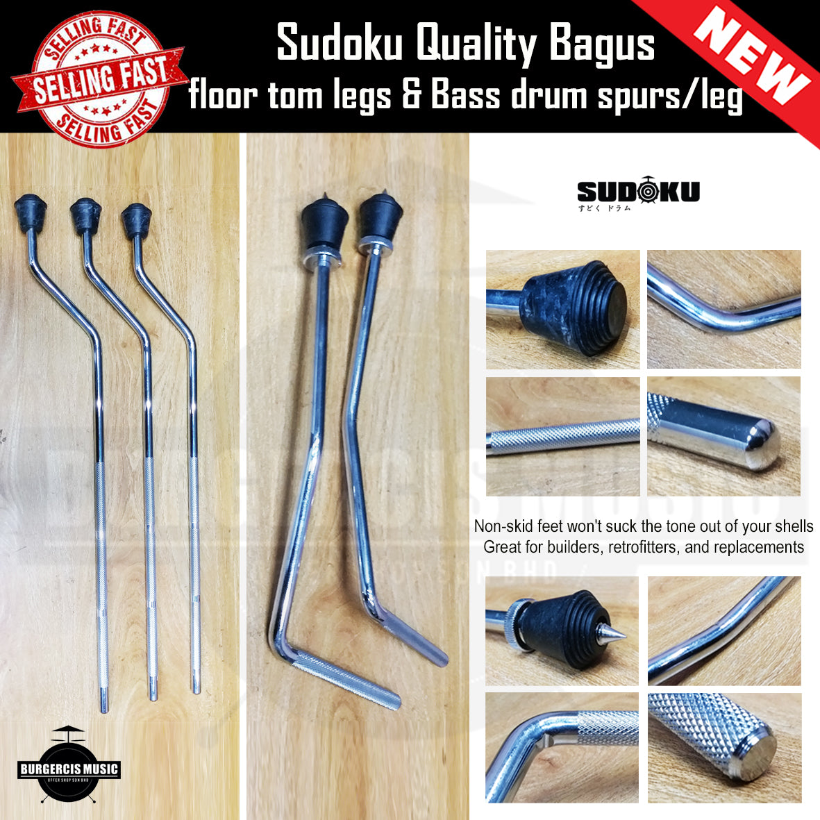 Sudoku Premium Floor Tom Legs & Bass Drum Spurs